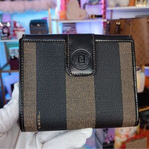 Fendi Black Leather Compact Wallet